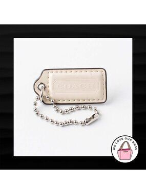 2" Medium COACH WHITE IVORY PATENT LEATHER KEY FOB
